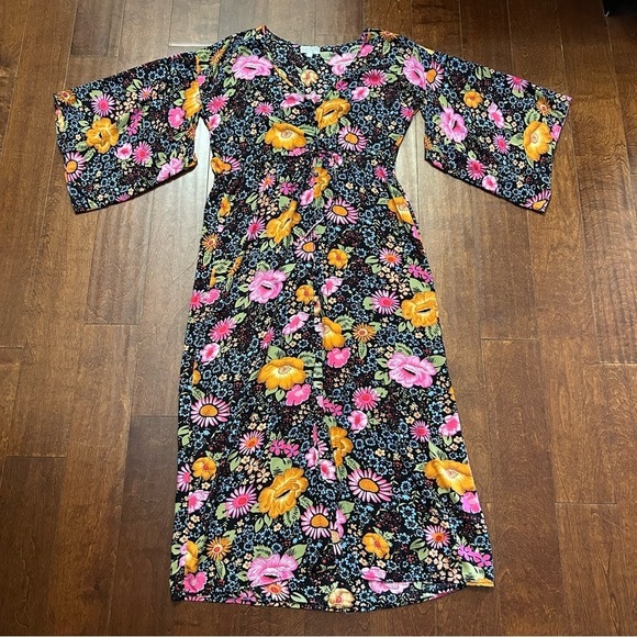 XIX Palms Sausalita Kimono Dress, White Lotus, Resort Wear, Floral, Size OS - Picture 4 of 16